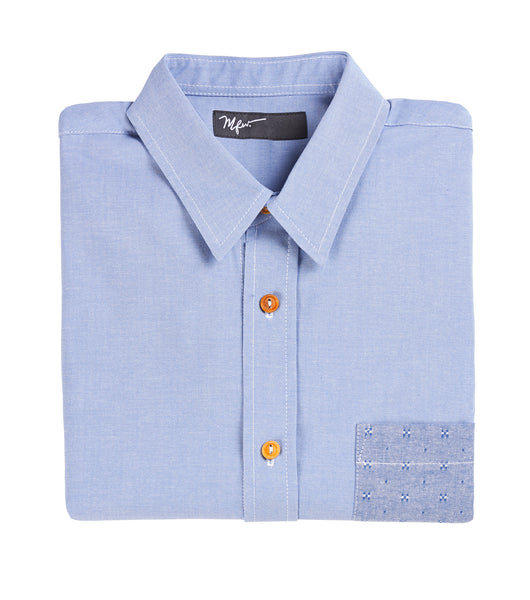 Short Sleeve Button Down - Blue Chambray